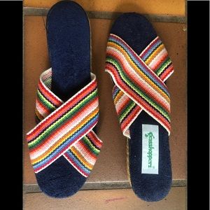 Grasshoppers Multicolor Striped Espadrille Slide Sandals - Navy Footbed